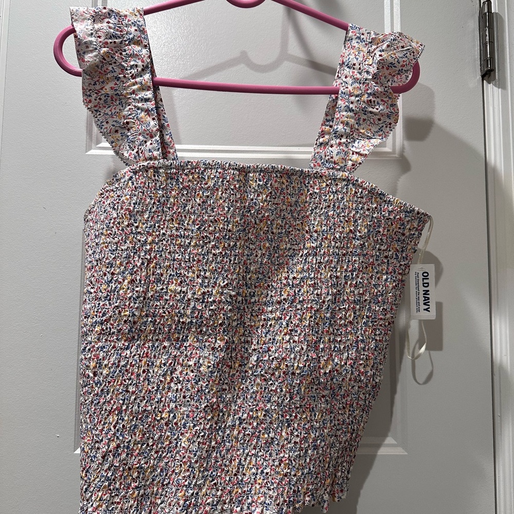 Old Navy NWT Cropped Colorful Smocked Tank Top